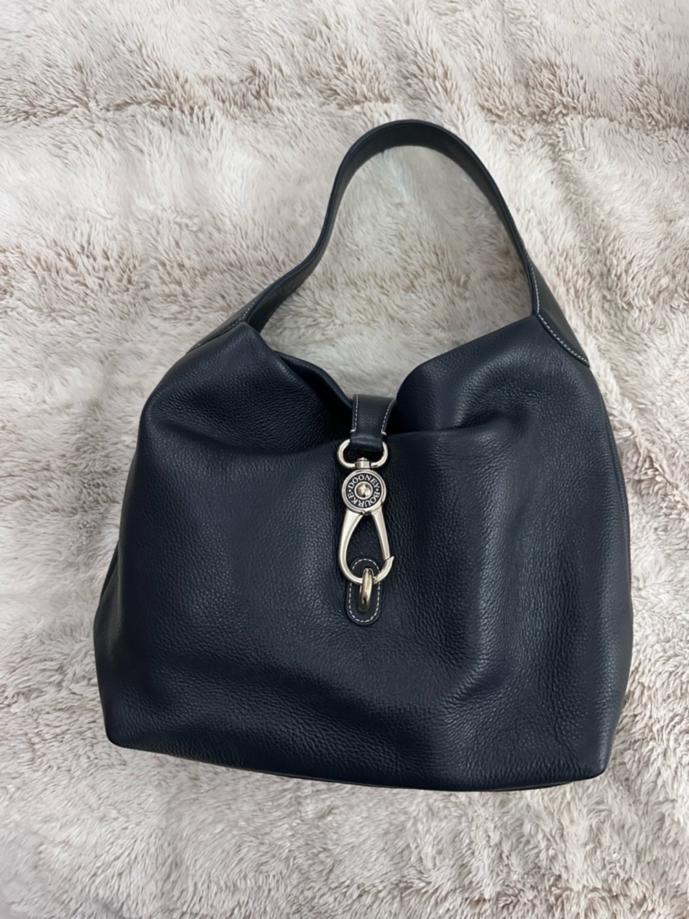 Dooney & Bourke Pebble Grain Small Logo Lock Sac Shoulder Bag Navy